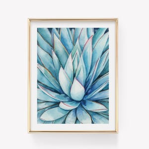 Succulent Art Print, Agave Art, Agave Print, Agave Artwork, Succulent Art Decor, Desert Agave Artwork, Blue agave plant, Blue agave cactus