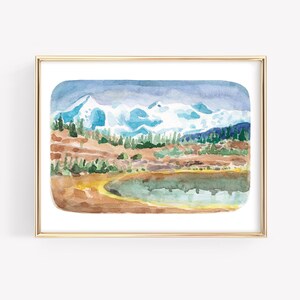 Impresión del Parque Nacional Denali, paisaje de Alaska, paisaje de montaña, arte mural natural, paisaje del estado de Alaska, pintura del Denali de Alaska