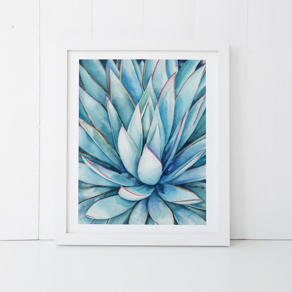 Succulent Art Print, Succulent Wall Art, Agave Art, Agave Print, Blue Agave, Agave Artwork, Succulent Art Decor, Watercolor Print