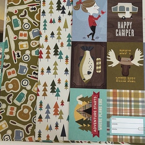 Simple Stories Happy Trails, 4 Assorted Sheets, Happy Trails Collection, 12 x 12 Double Sided Paper, Decorative Scrapbook Paper, Camping