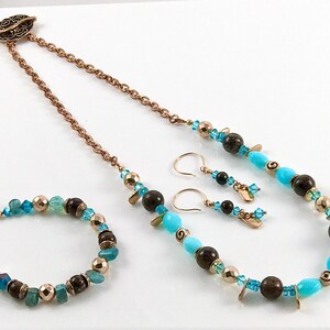 Blue Opal & Bronze Jewelry Set
