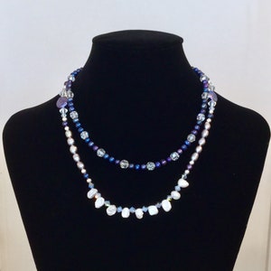 Pearl and Crystal Two Layer Necklace image 1