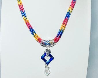 Dichroic & Crystal Pendant Necklace