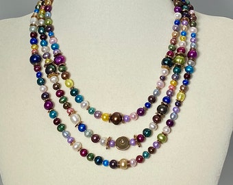 Multicolor Freshwater Pearl & Bronze Jewelry Set