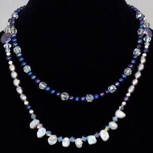 Pearl and Crystal Two Layer Necklace image 2