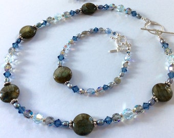 Labradorite and Swarovski Jewelry Set