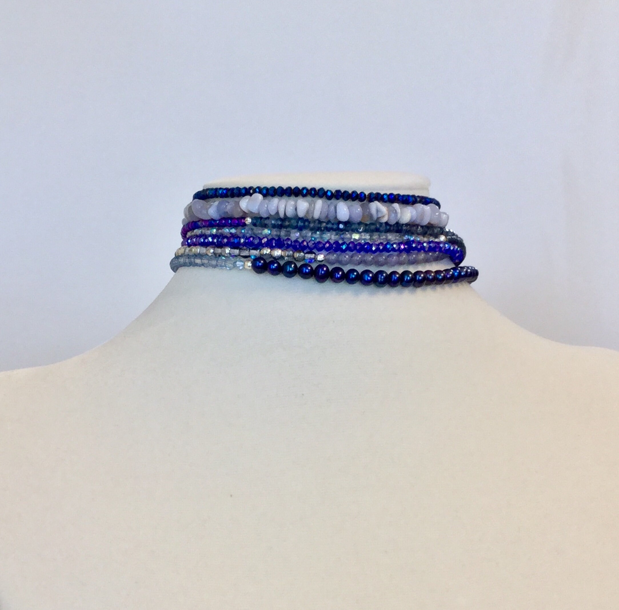 Multiwrap Necklace/bracelet in Blues - Etsy