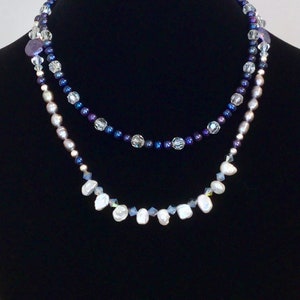 Pearl and Crystal Two Layer Necklace image 3