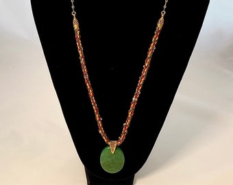 Kumihimo Necklace with African Aventurine Pendant