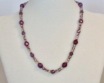 Czech Firepolished Purple and Gold Necklace