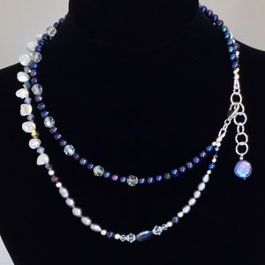 Pearl and Crystal Two Layer Necklace image 5
