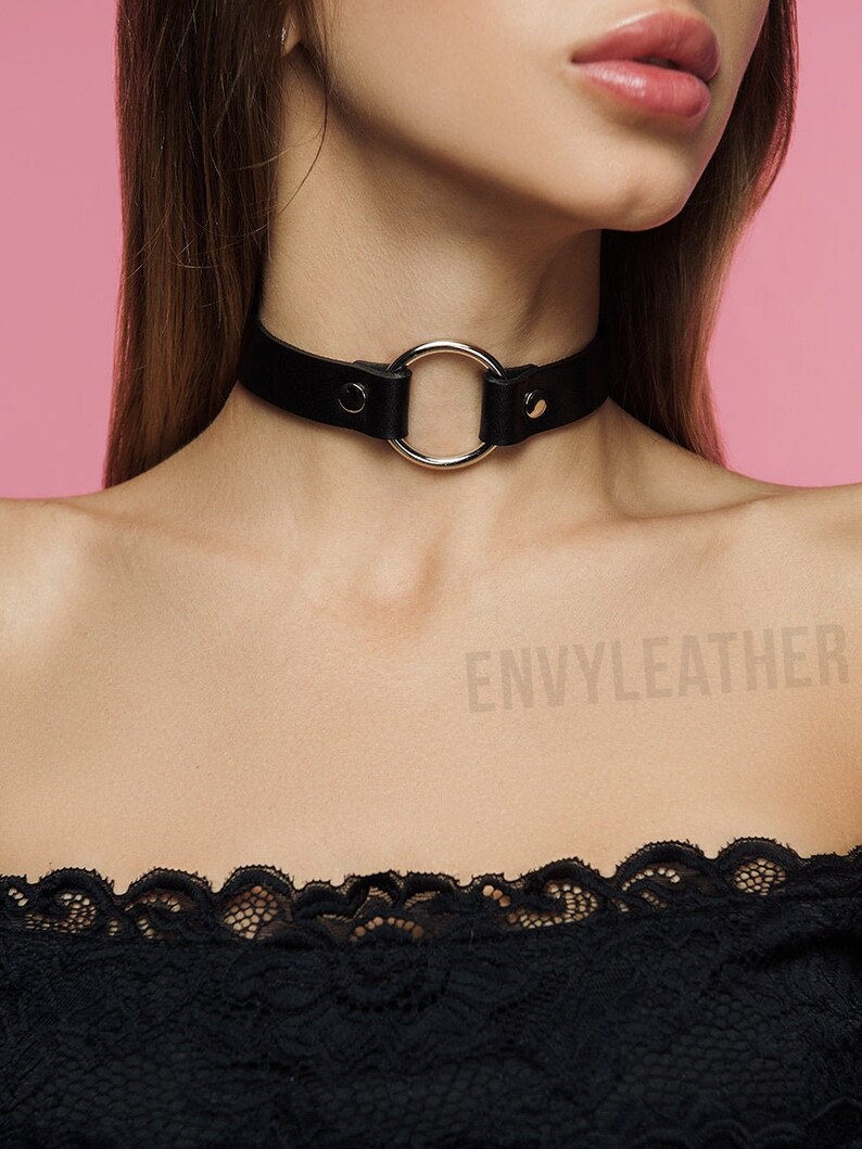 Oring choker Leather choker BDSM Collar Submissive collar Etsy
