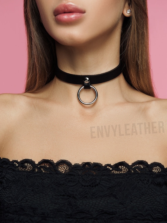 O-ring Choker Leather Choker Kitty Collar BDSM Collar | Etsy