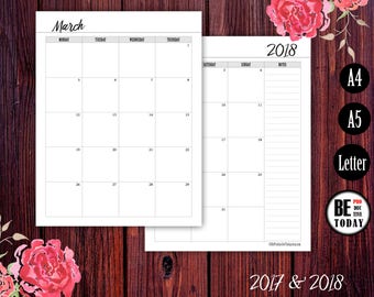 2018 Monthly Planner A5 Planner Inserts Month at a Glance