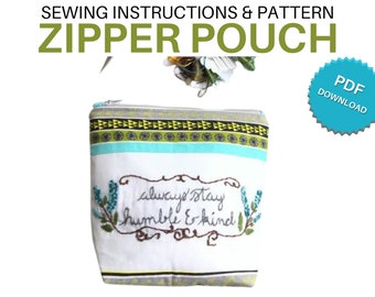 Zipper Pouch with Flat Bottom PDF Sewing Instructions