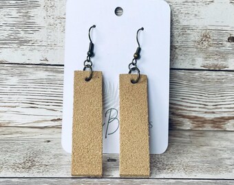 Lightweight Leather Bar Dangle Earrings