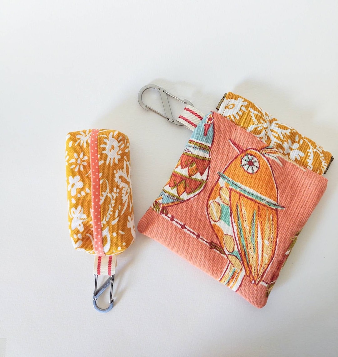 Canvas Dog Treat Bag and Waste Bag Dispenser, Flex Clasp Closure, Dog