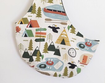 Dog Sling Carrier with safety strap for small dogs, Crossbody Reversible Design, Camping Print