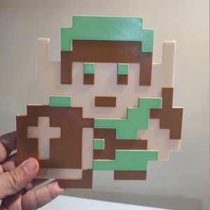 8-bit Link Legend of Zelda NES pixel art sprite wall decoration game room man cave