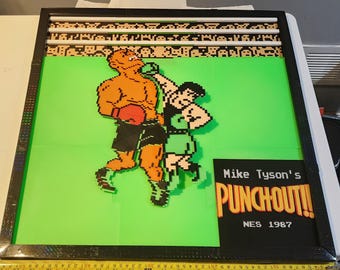 3D Punchout Lil Mac vs Mike Tyson pixelkunst aan de muur