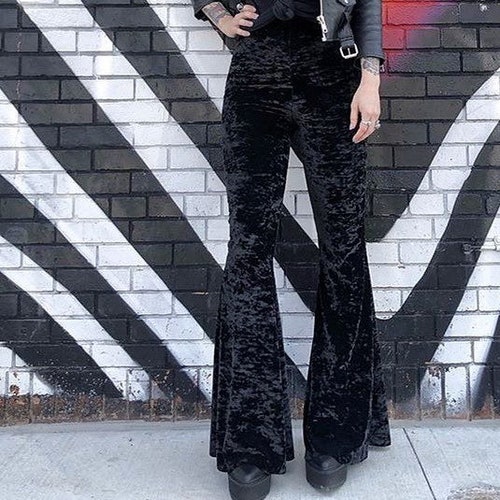 CRUSHED VELVET High-waist Bellbottoms 