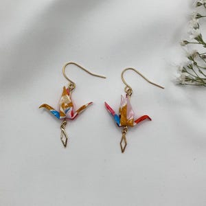 Orecchini origami di carta giapponese, regalo originale per lei