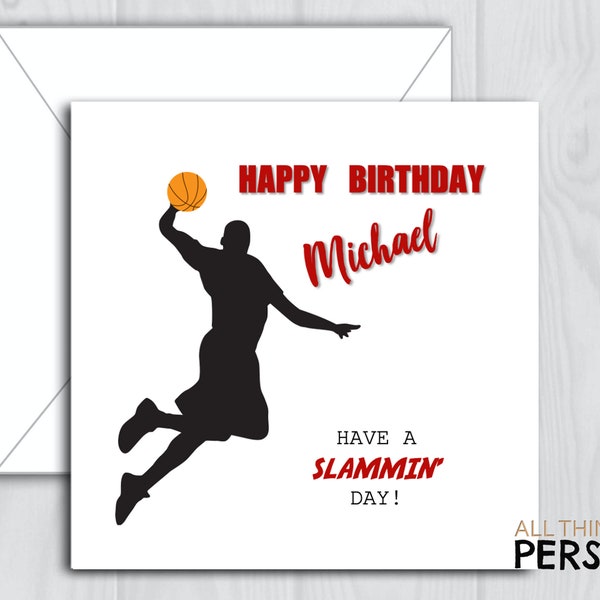 Personalised Basketball Birthday Card for Son Grandson Nephew Brother Godson Uncle Dad For Him Slam Dunk Birthday