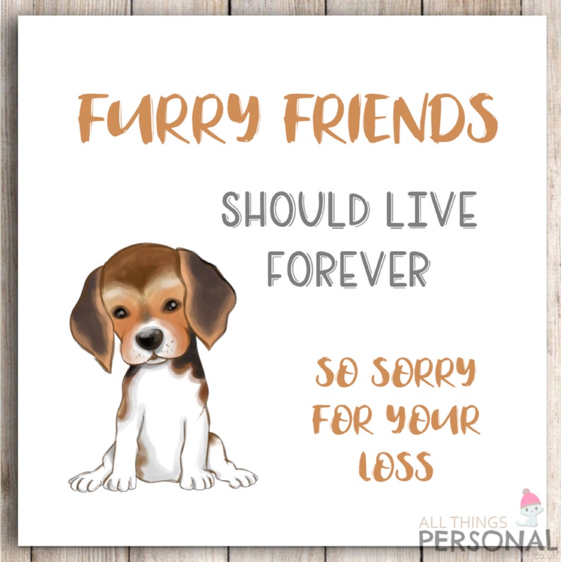 Sorry For Your Loss Dog Sympathy Card Condolence Furry