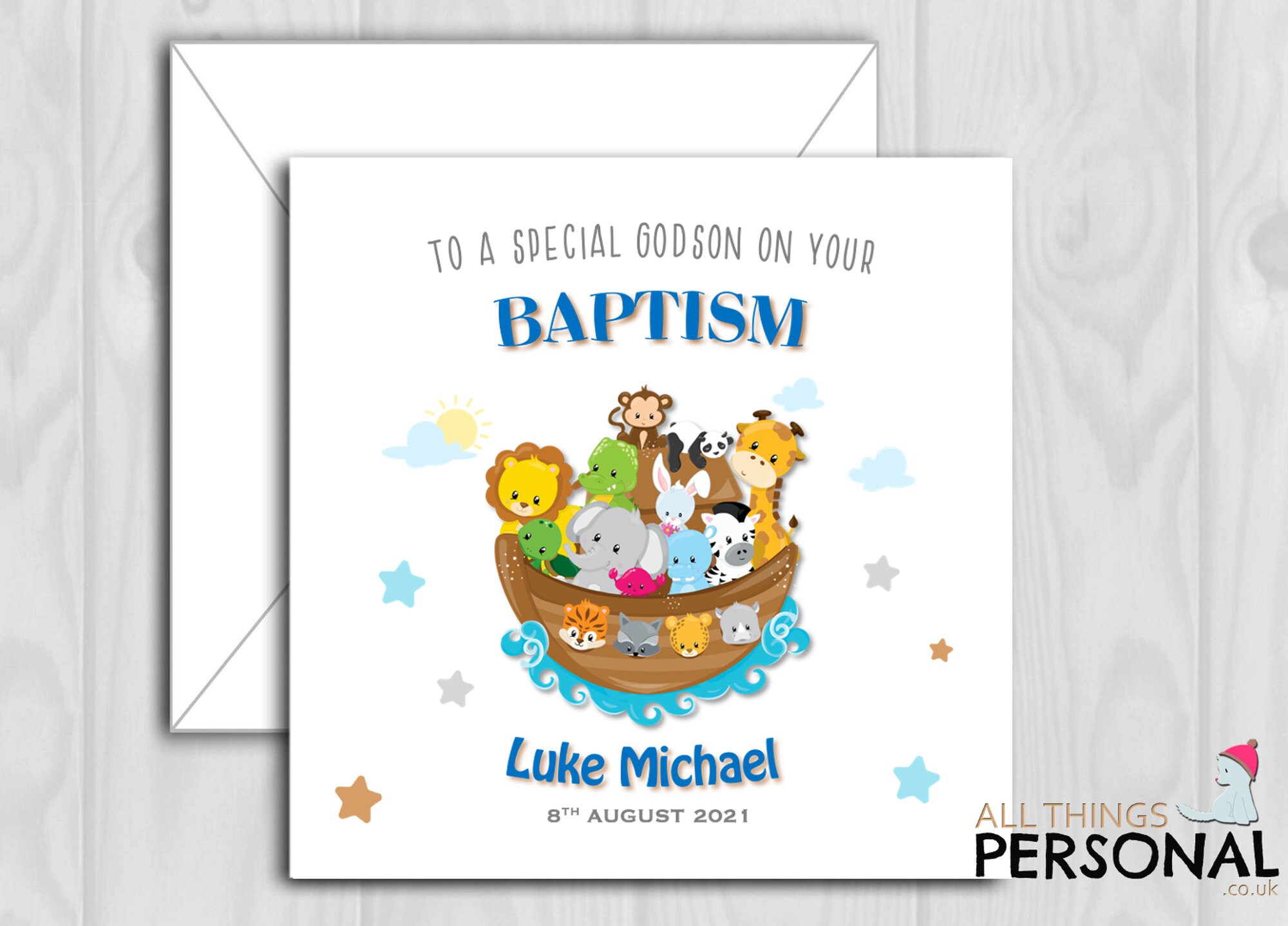 Personalised Baptism Card for Boys Godson Son Grandson Nephew Etsy