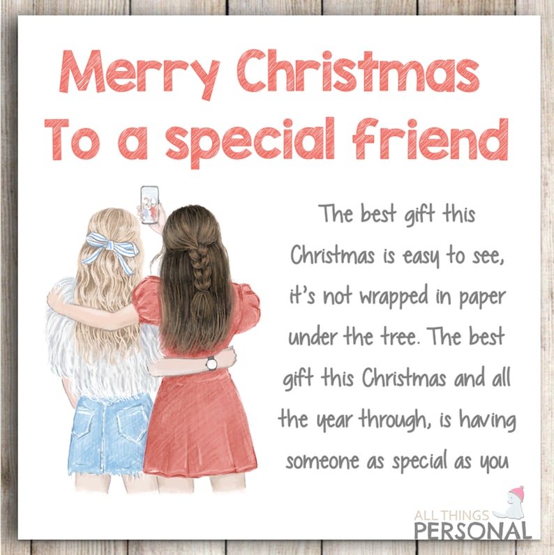 Best Friends Christmas Card Handmade Special Friend Etsy