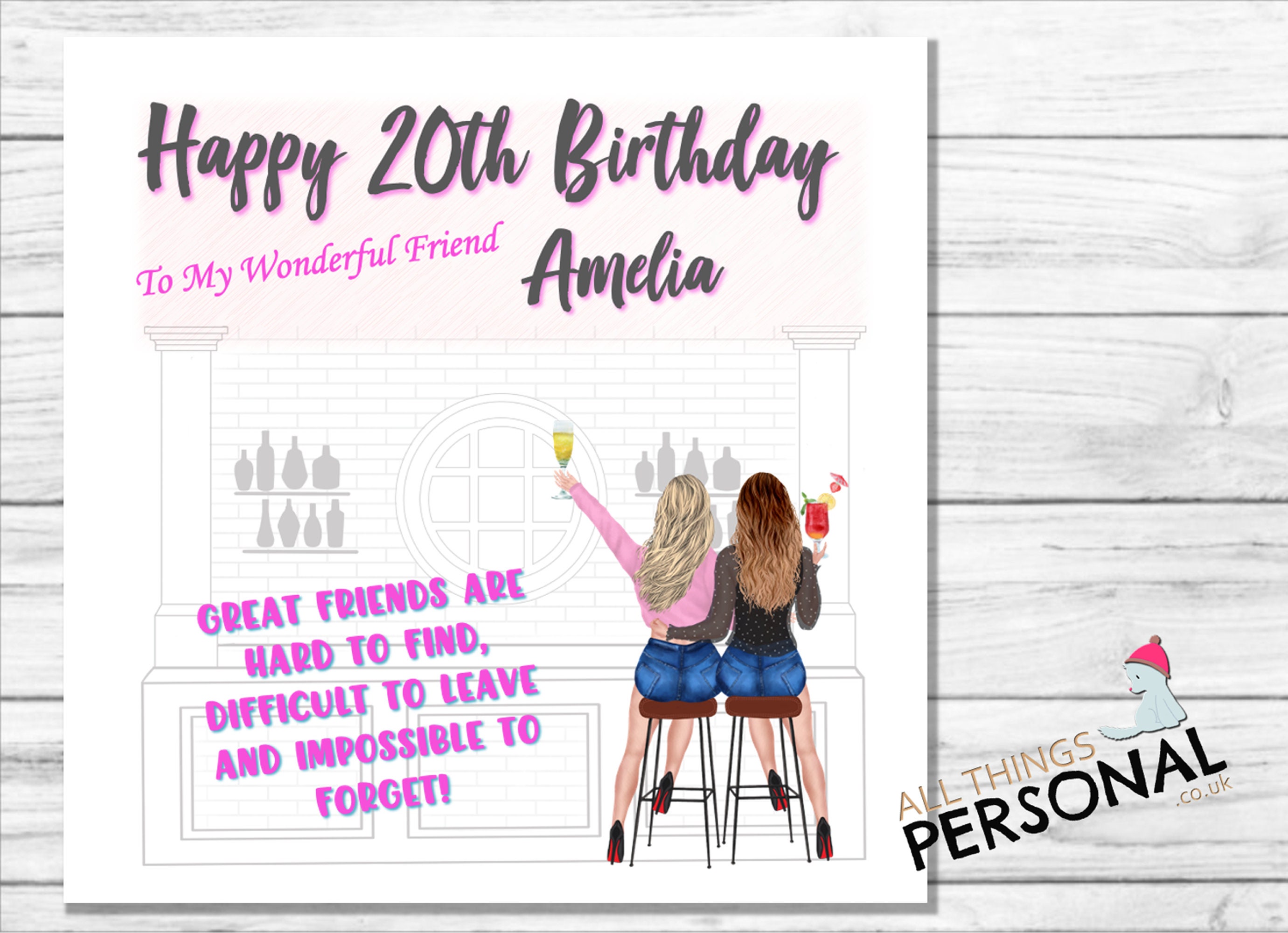 Any Age Friend 16th 18th 21st 30th 40th 50th Personalised Birthday Card 