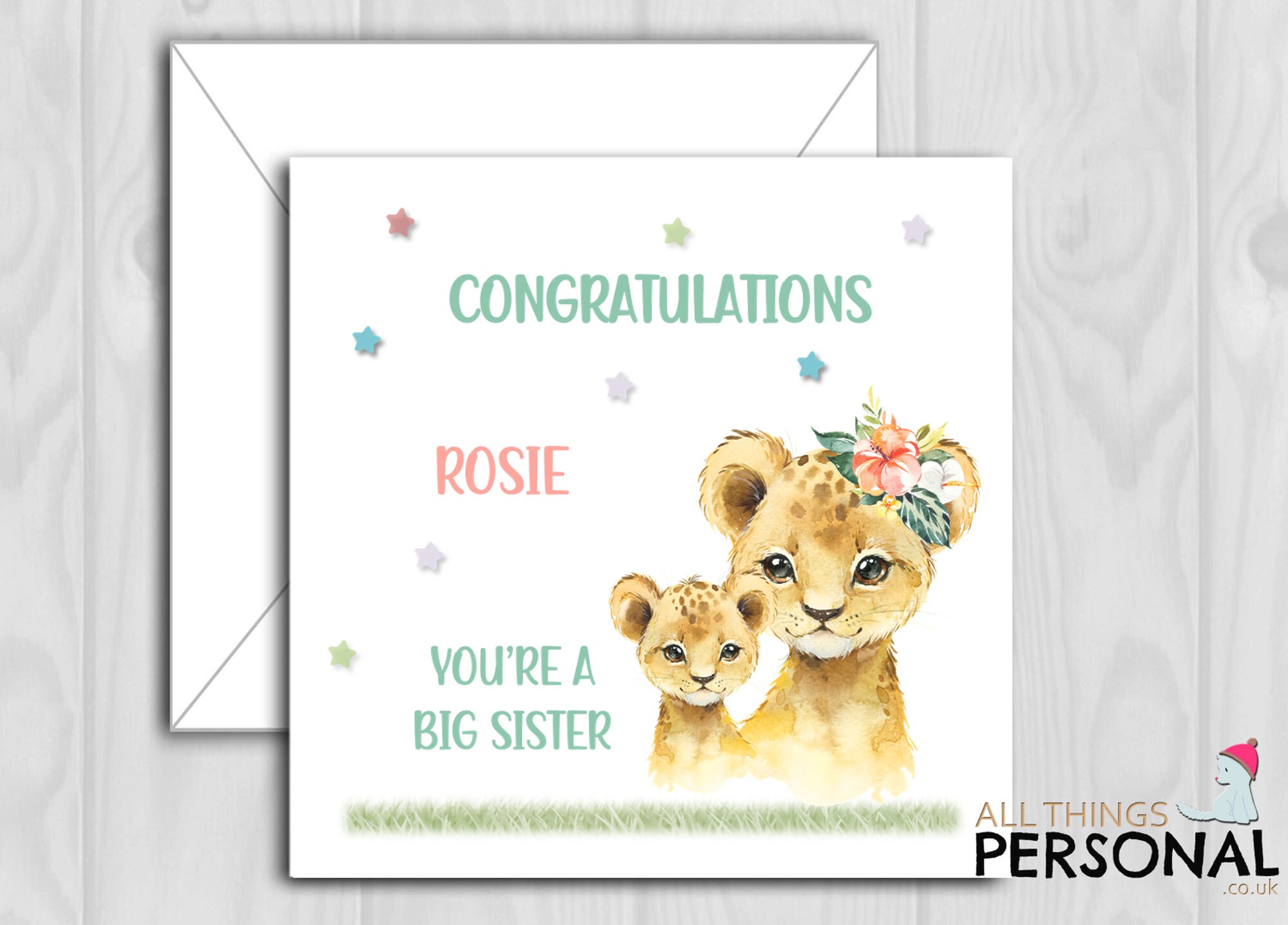 New Baby Card for Sisters New Baby Card New Sibling Card Personalised Congratulations On Becoming A Big Sister Card New Born NB034