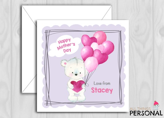 Mothers Day Card - Mum or a Mummy Mother's Day Card - Cute Bear Card for Grandma, Granny, Gran, Nanny, Nan, Nannie