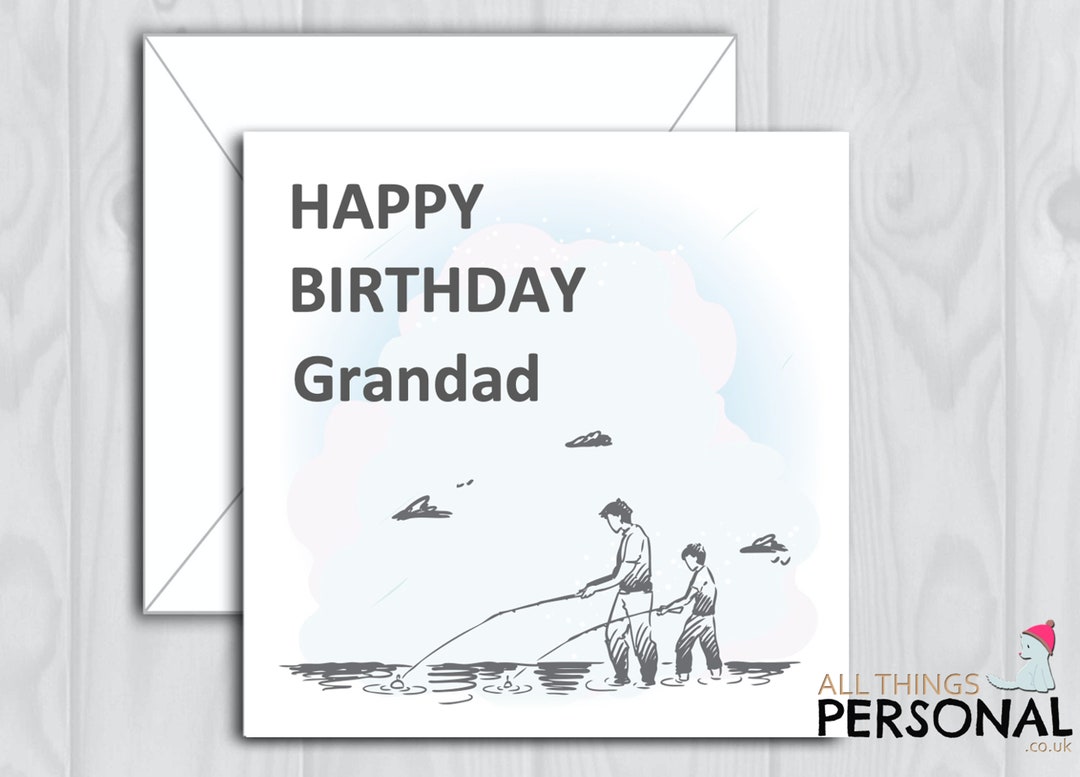 Personalised Fishing Birthday Card for Son Dad Uncle Grandad Grandpa ...
