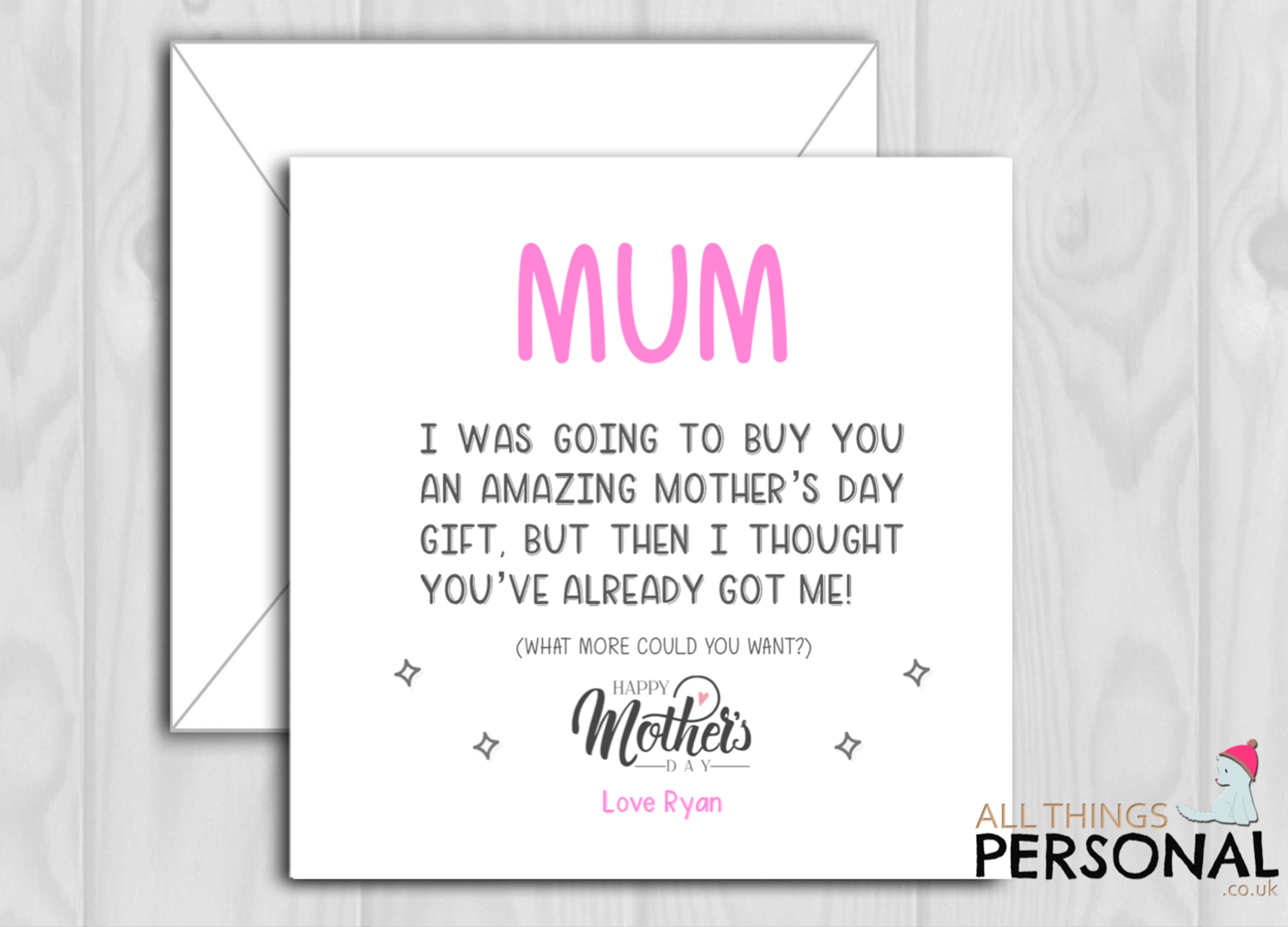 Funny Mother's Day Card for Mum - Personalised Joke Mothers Day Cards ...