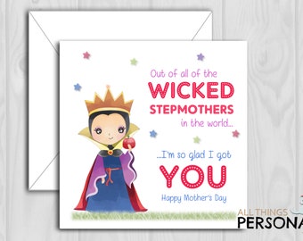 Funny Mother's day card totally wicked stepmother step mom step mum 