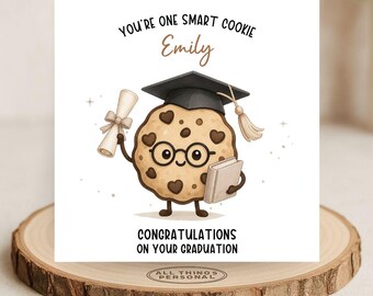 Personalised Graduation Card Congratulation on Your Graduation Card for Son Daughter Grandson Granddaughter Him Her Well Done Smart Cookie