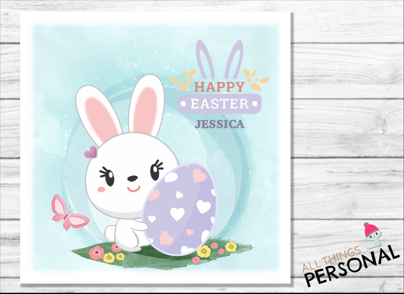 Personalised Easter Card For Daughter Sister Niece Granddaughter Goddaughter 1st First Easter Card Cute Bunnies Easter Card for Girls image 2