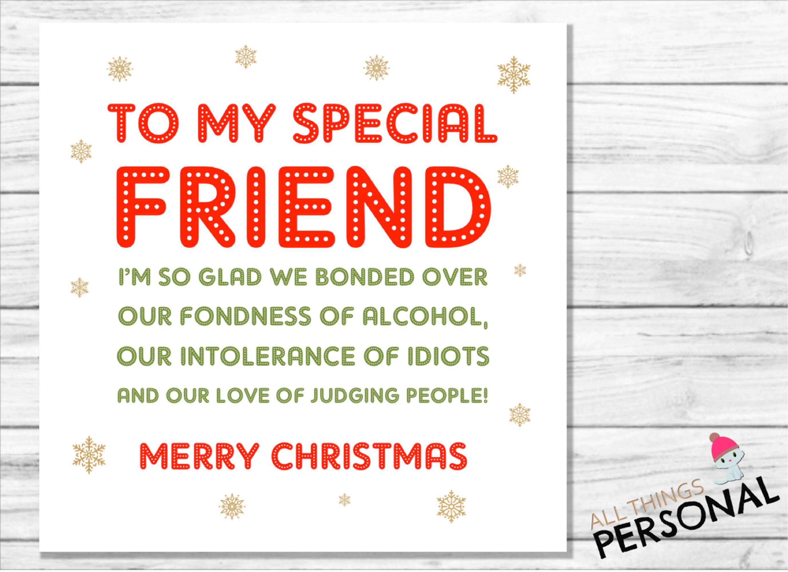 Best Friends Christmas Card Handmade Best Friend Christmas | Etsy