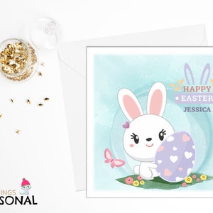 Personalised Easter Card For Daughter Sister Niece Granddaughter Goddaughter 1st First Easter Card Cute Bunnies Easter Card for Girls image 3