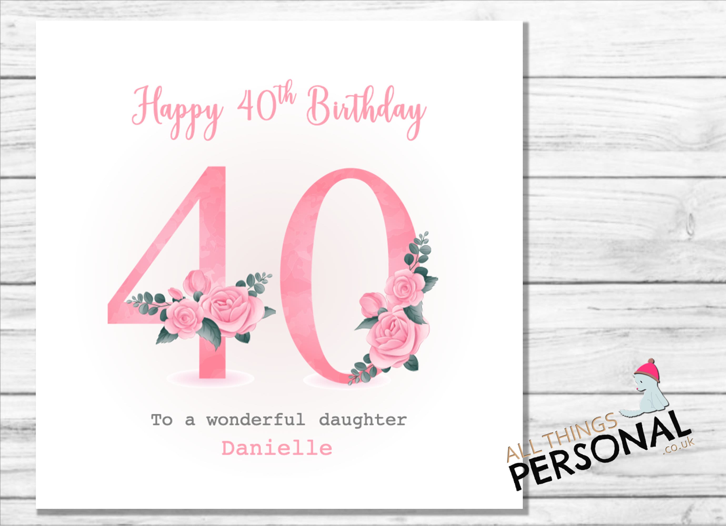 Hunts England - 40th Granddaughter Hummingbird Birthday Card - With Gold Foil - Pretty Flowers - Age 40 Card For Granddaughter - Milo's Gallery - Age Forty Birthday - View #3
