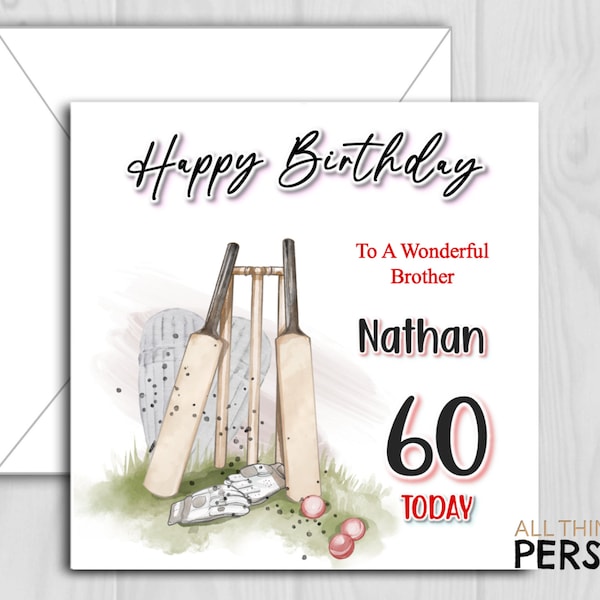 Personalised Cricket Birthday Card for Grandad Son Dad Uncle Grandpa Grandson Nephew Brother Godson For Him Birthday 30th 40th 50th 60th 70