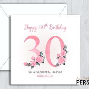 Personalised 30th Birthday Card for Daughter Granddaughter Niece Sister Goddaughter Wife Girlfriend Auntie Mum Girls Female Card for Her