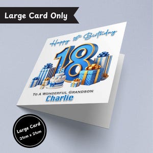 Personalised Blue 18th Birthday Card Boys Officially Adult Son Brother Nephew Grandson Eighteen Eighteenth Birthday Boy Mens Card Large Card
