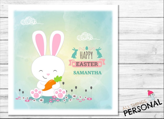Handmade Personalised CUTE BUNNY 1ST CHRISTMAS Card for girls 6X6