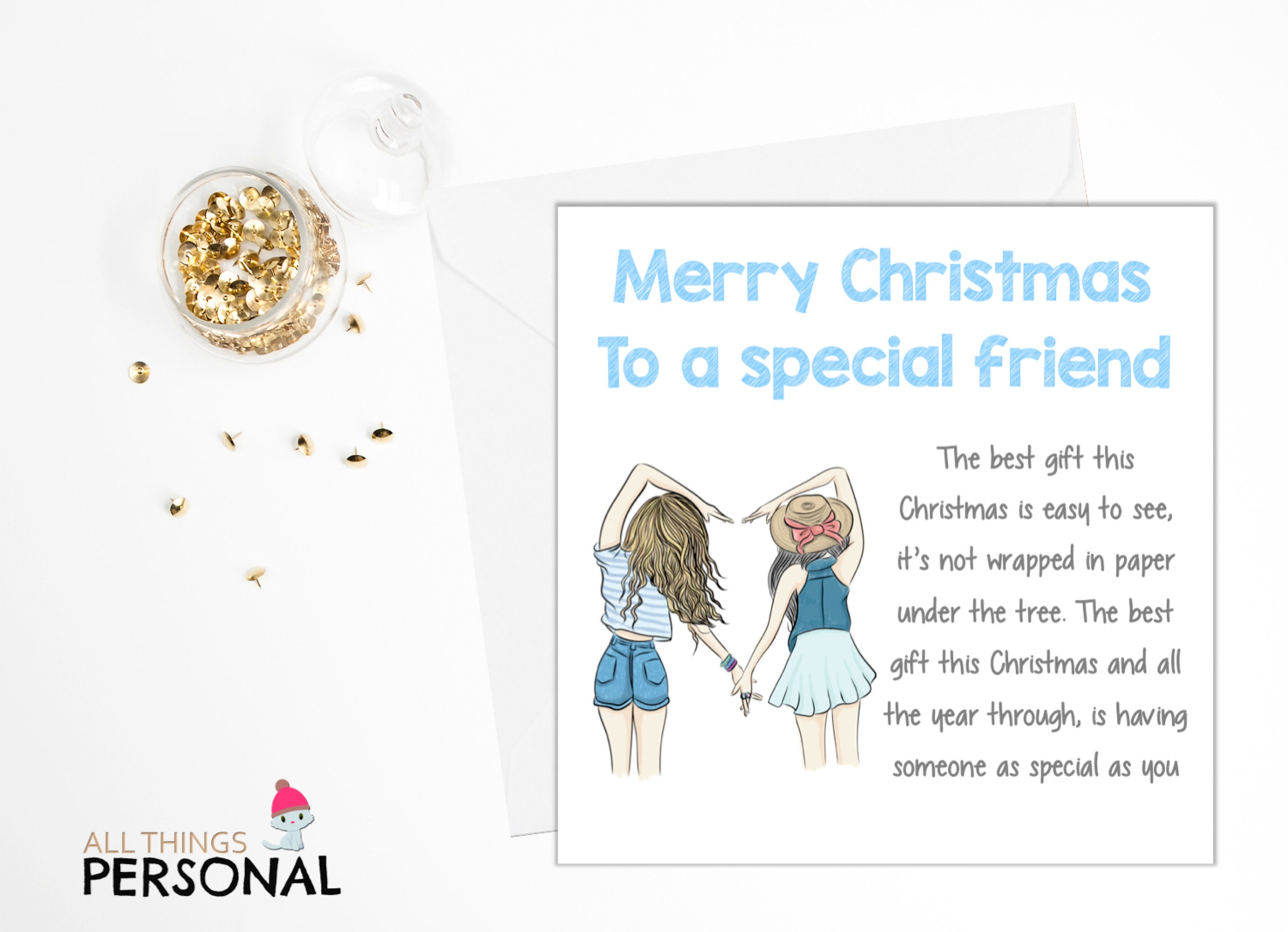 Best Friends Christmas Card Handmade Best Friend Christmas - Etsy UK