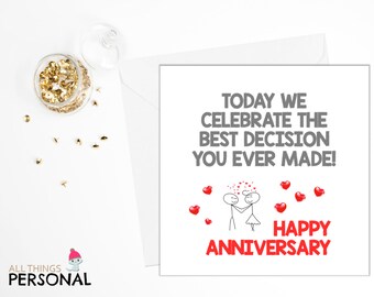 Tarjeta Divertida Para Hobres Y Ujeres, Tarjeta De Aniversario Para