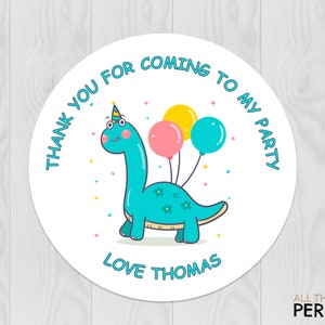 Personalised Dinosaurs Birthday Party Stickers, Birthday Thank You Sweet Cone Seals, Boys Dinosaur Party - PACK OF 24 MATTE Labels