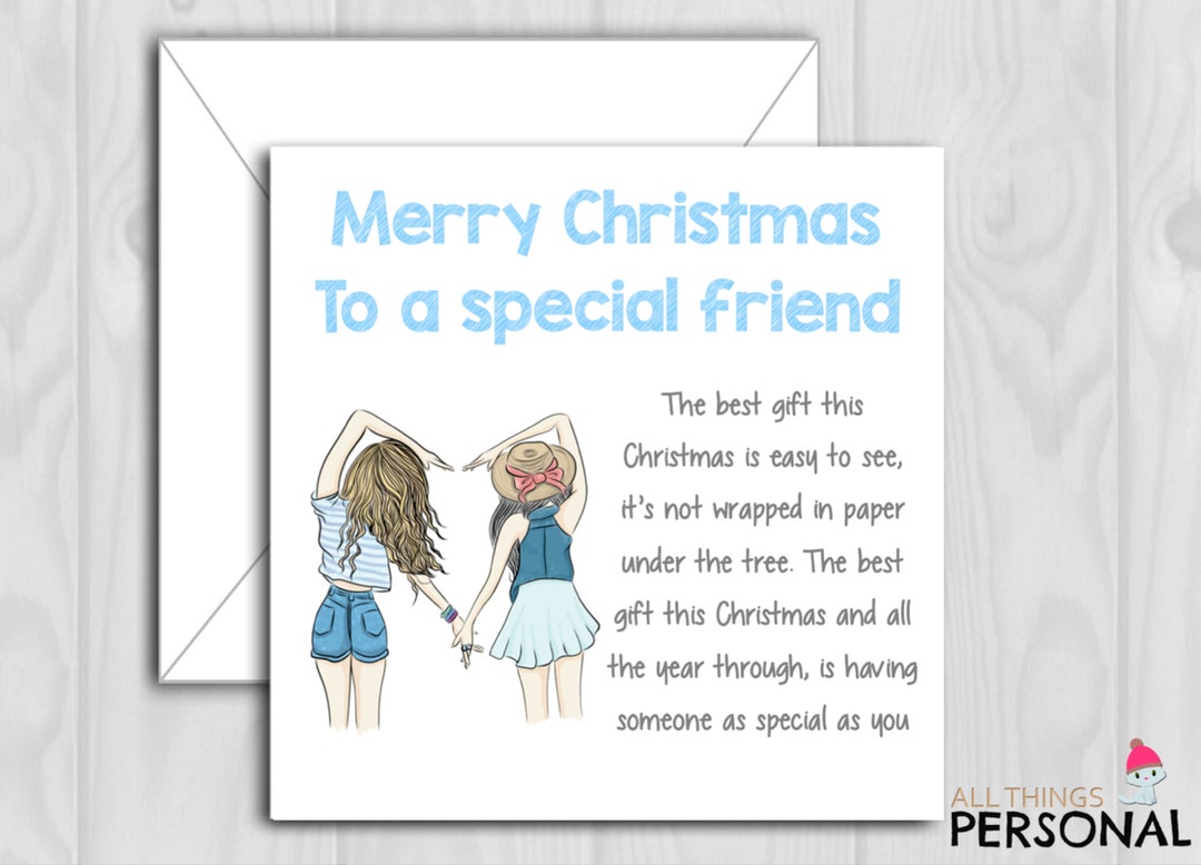 Best Friends Christmas Card Handmade Best Friend Christmas Card Bestie