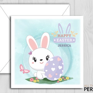 Personalised Easter Card For Daughter Sister Niece Granddaughter Goddaughter 1st First Easter Card Cute Bunnies Easter Card for Girls image 1